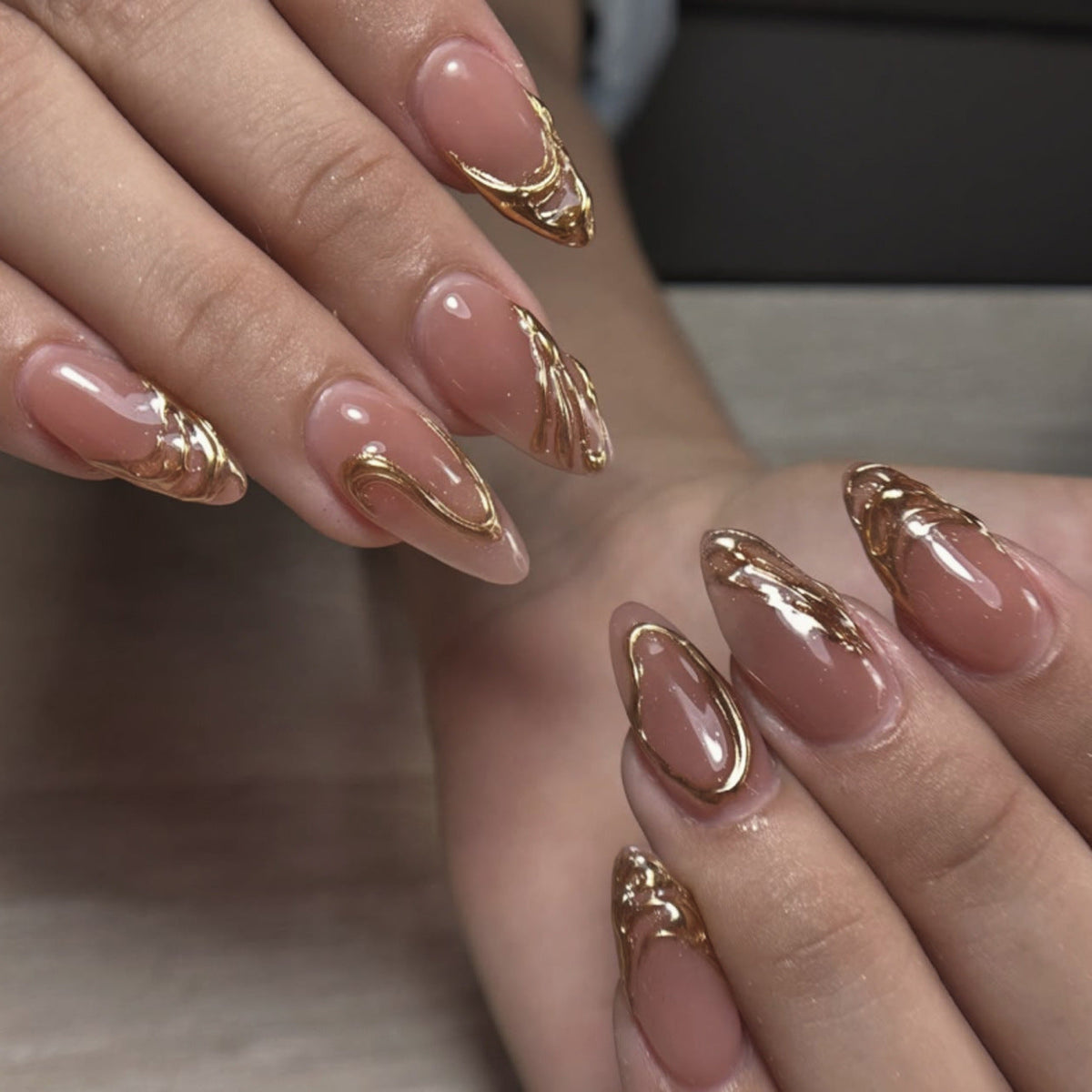 3D three-dimensional hot-selling short almond explosion press-on nails